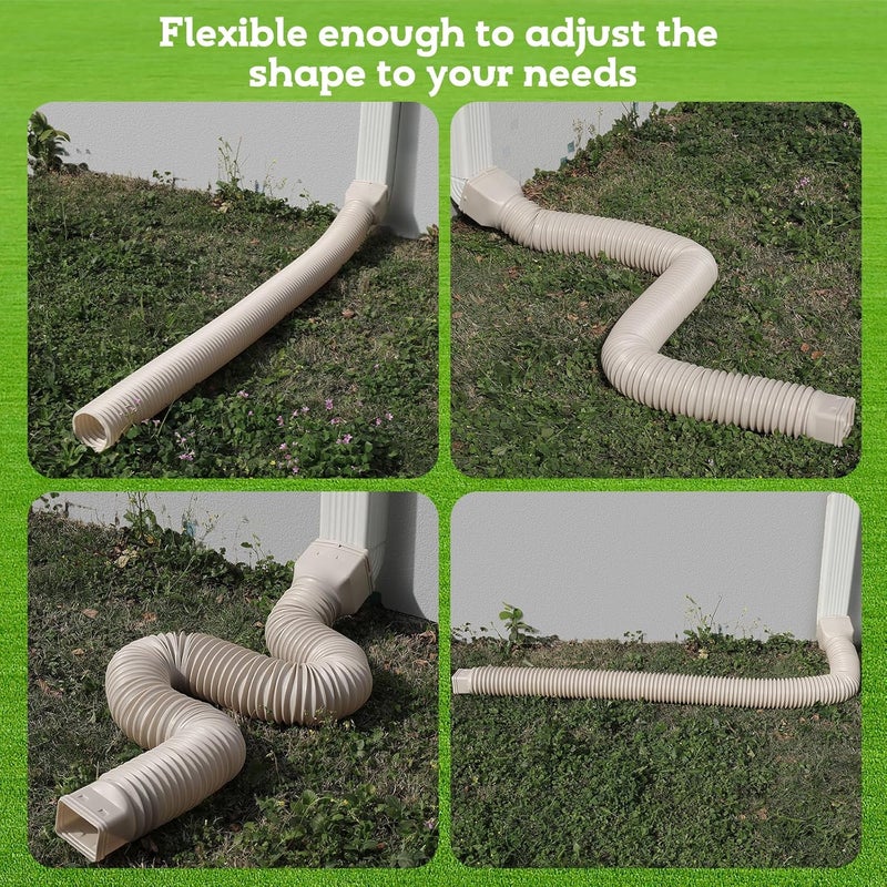 plusgutter Rain Gutter Downspout Extensions Flexible, Drain Downspout Extender,Down Spout Drain Extender, Gutter Connector Rainwater Drainage,Extendable from 21 to 68 Inches(4 Pack, Limestone) - Image 5